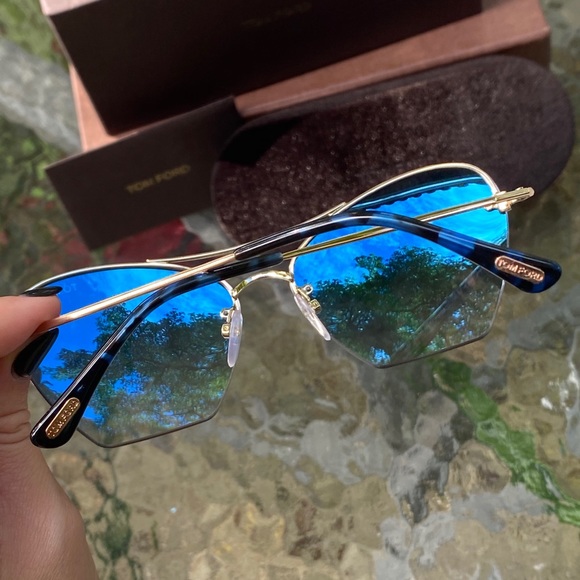 Tom Ford Blue & Gold Aviator Sunglasses main image 7